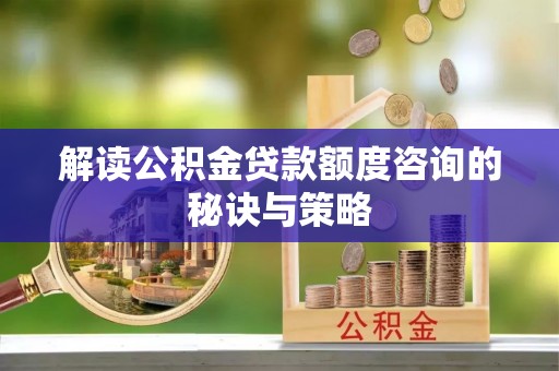 动态解读公积金贷款额度咨询的秘诀与策略